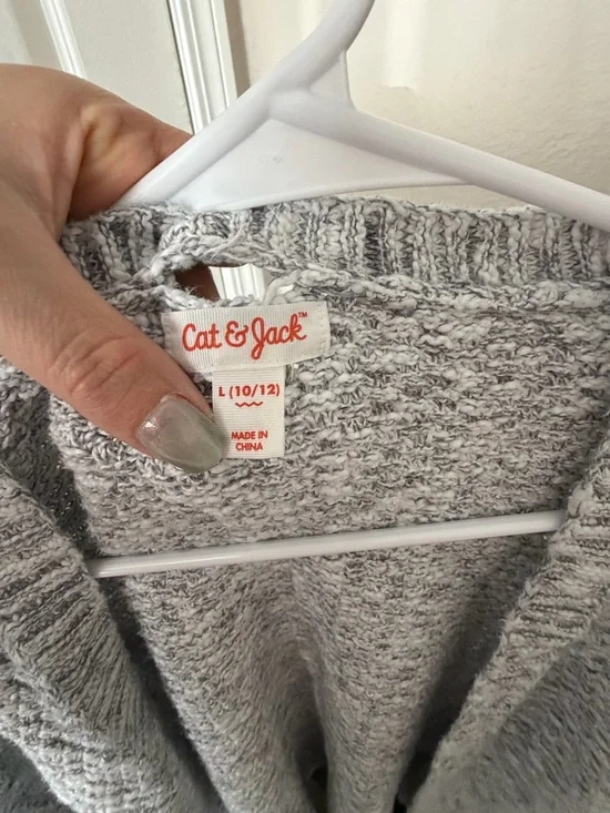 Cat & Jack Gray Marled Open-Front Cardigan Sweater - Picture 3 of 3